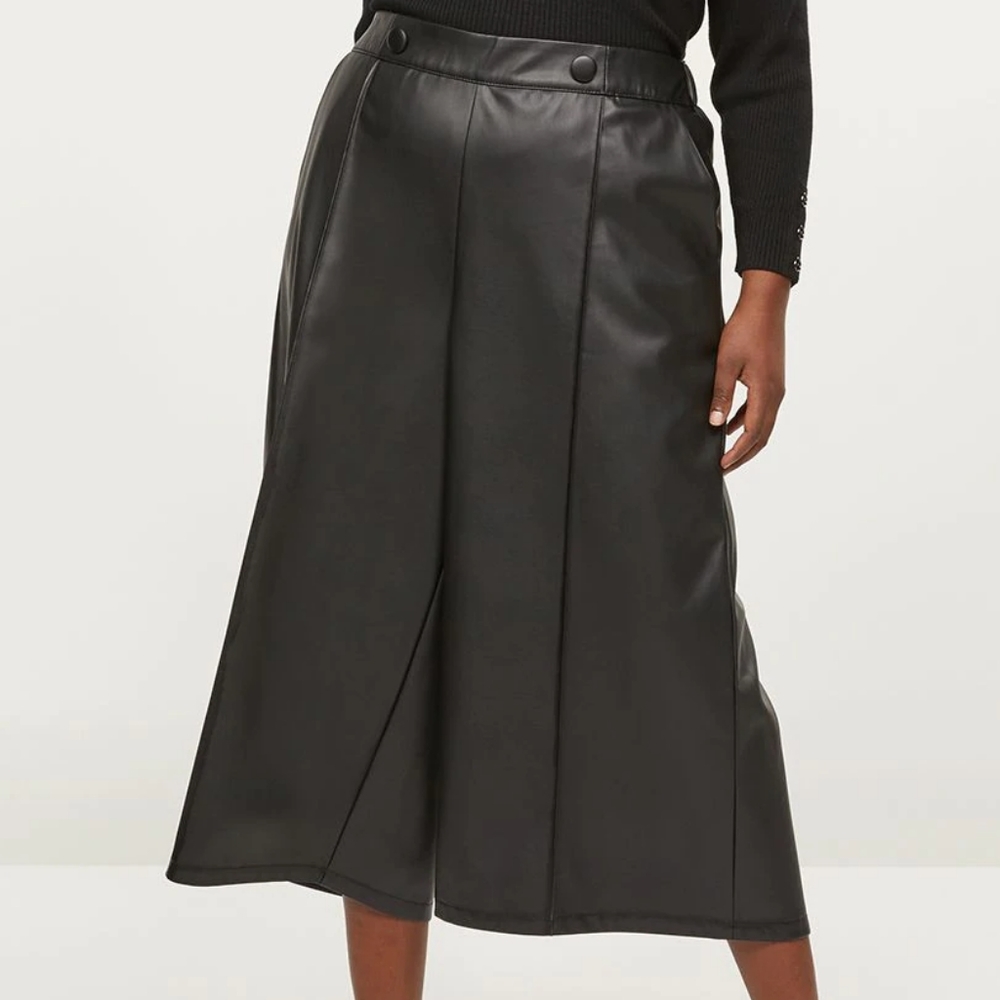LANE BRYANT FAUX LEATHER WIDE LEG CROP

NWT